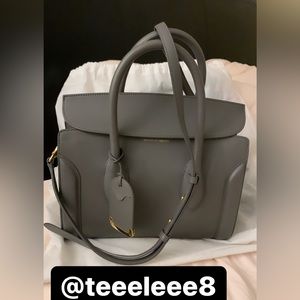 NEW: Alexander McQueen Gray Leather Heroine 30 Handle Bag
